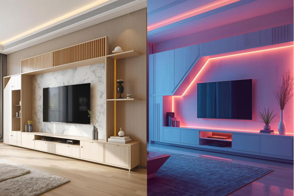 Modern gypsum TV units designs offered by Intraflair (Interior Designer in Hyderabad) - www.intraflair.in