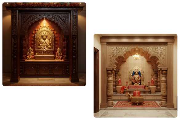 Traditional Pooja Rooms Services Page - Intraflair - Interior Designers in Hyderabad - www.intraflair.in