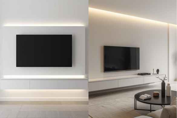 Simple and Minimal Floating TV Unit Designs image from Floating TV Unit Interior Designs in Hyderabad web page - www.intraflair.in